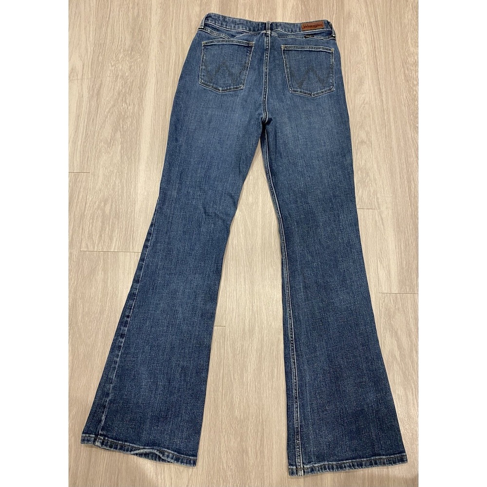 Women's Wrangler Deep Sea High Rise Fierce Flare Jeans Wide Size 8x34 34L 29x33 - Picture 2 of 10